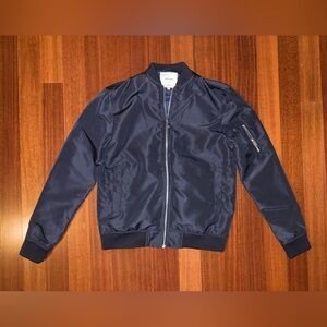 Jack & Jones Men’s Navy Bomber Jacket | Zip Front | Size Small